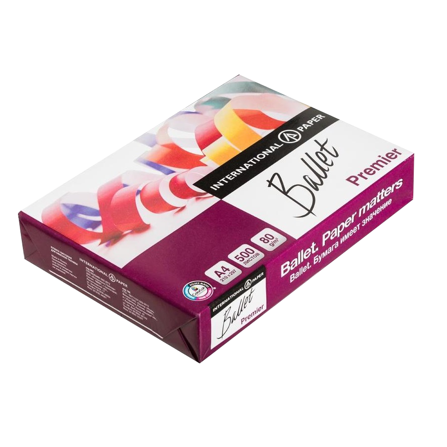 Папір для друку INTERNATIONAL PAPER Ballet Premier A4, 80 г/м2, 500 арк, білий